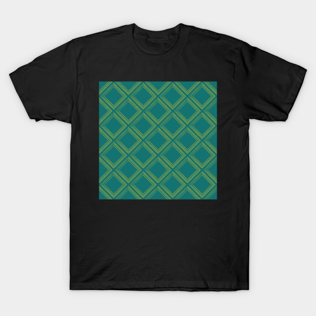 Yellow and Green Geometric Diamonds T-Shirt by WalkSimplyArt